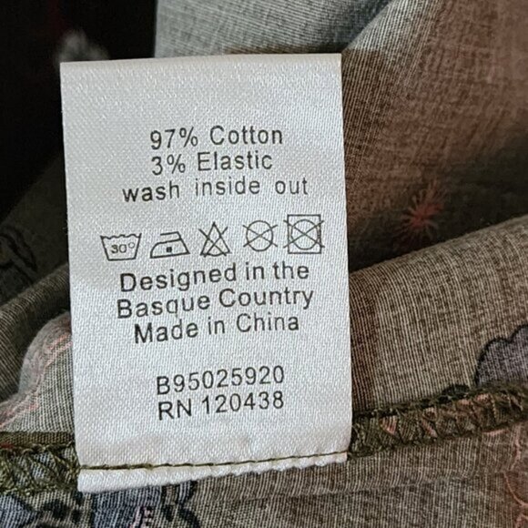 Skunkfunk Olive Green Floral Print Pleated Flowy Skirt Raw Hem Grunge - Picture 5 of 5